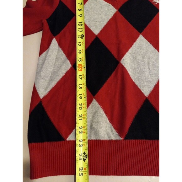 Express Mens Grey/black/red Argyle V-Neck Pullover Sweater Size‎ Small - Picture 10 of 13